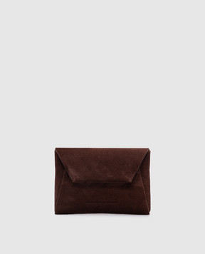 Brunello Cucinelli Коричневий замшевий клатч Duo з логотипом MWDLD2722P