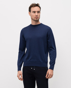 Doriani Cashmere Синій джемпер з вовни, шовку і кашеміру 18000Z79