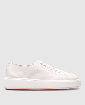 Santoni Белые кожаные кроссовки с логотипом. WBCD61355BARTDYI