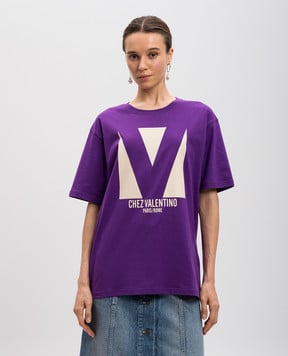 Valentino Фіолетова футболка з принтом логотипа 6B3MG24H95W