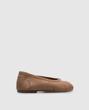 Maison Margiela Коричневые кожаные балетки Tabi S58WZ0127P6378