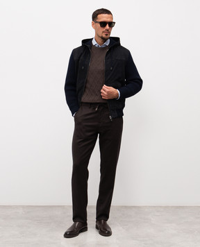 Canali Синяя комбинированная куртка с замшей и шерстью LE00145O70475