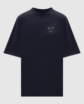 Balenciaga Чорна футболка з вінтажним ефектом з логотипом 764235TSVD5