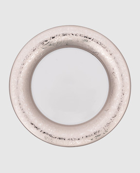 Stefano Ricci Серебристая фарфоровая закусочная тарелка с узором OPP004VELIN1