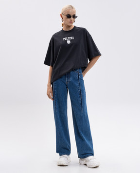 Vetements Сині джинси Cut Reconstructed з патчем логотипа UH76DP460MB3