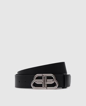 Balenciaga Черный кожаный ремень с логотипом ВВ 6741811CH0B