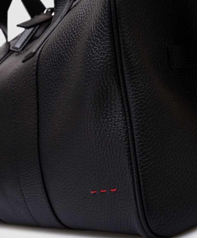 Kiton Черная кожаная дорожная сумка с логотипом UBA0062N01089 изображение 4