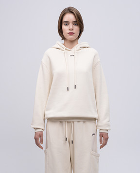 Off-White Бежеве худі з принтом Cloud Arrow OWBB035S25FLE002