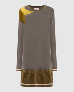 Twinset Дитяча сукня кольору хакі з люрексом GA826P1216