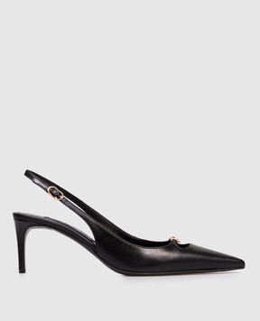 Dolce&Gabbana Чорні шкіряні слінгбеки з логотипом CG0796A5738