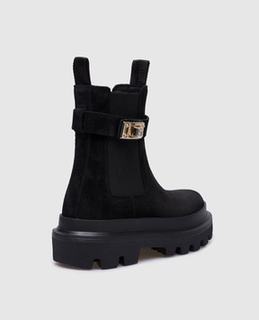 Dolce&Gabbana Черные замшевые челси с фактурным логотипом DG CT1002AS915