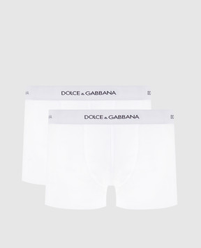 Dolce&Gabbana Набір білих трусів-боксерів в рубчик з логотипом M9D87JONN96