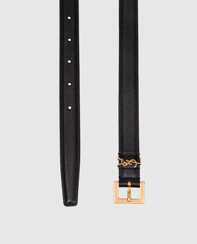 Saint Laurent Чорний шкіряний ремінь Cassandre з логотипом 554465BOO0W