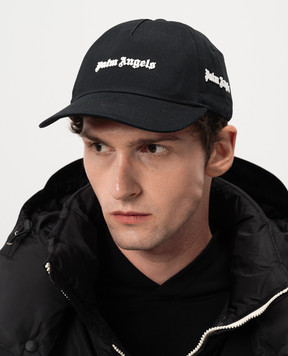 Palm Angels Чорна кепка с фактурним логотипом PMLB095C99FAB001
