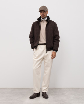 Brunello Cucinelli Бежевое меланжевое поло из шерсти и кашемира M2400295
