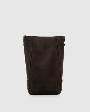 Brunello Cucinelli Коричневая замшевая сумка с логотипом. MWDLD2739P