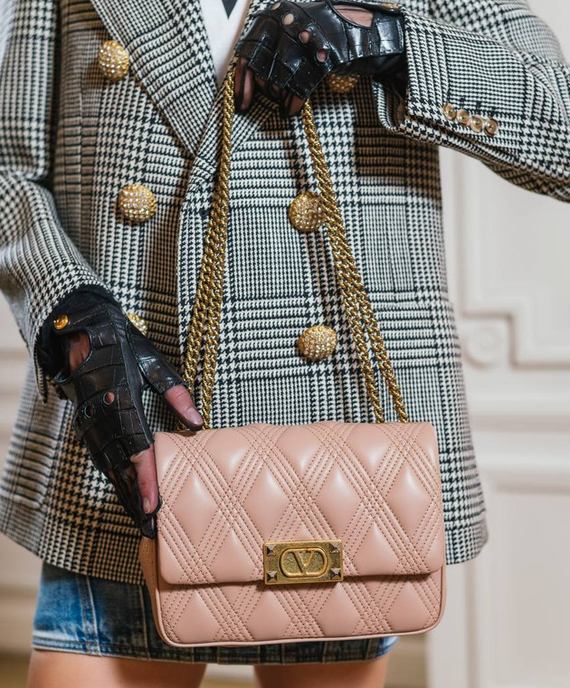 Valentino Розовая кожаная сумка-мессенджер QUILTIE 67 6W2B0R07XCA изображение 7