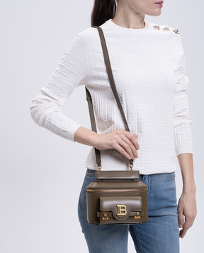 Balmain Коричнева шкіряна сумка B-Buzz EN1BH952LSLX