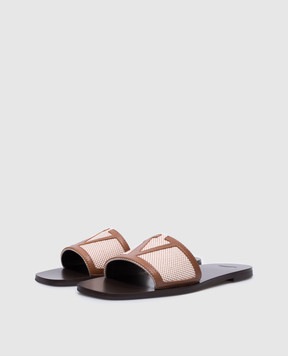 Valentino Коричневые комбинированные шлепанцы Viva Superstar Slide 6W2S0LK2JHB