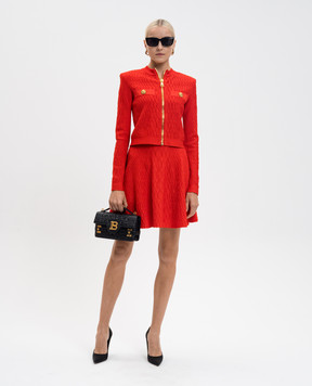 Balmain Червона спідниця з фактурим візеруноком FF0LB923KJ03
