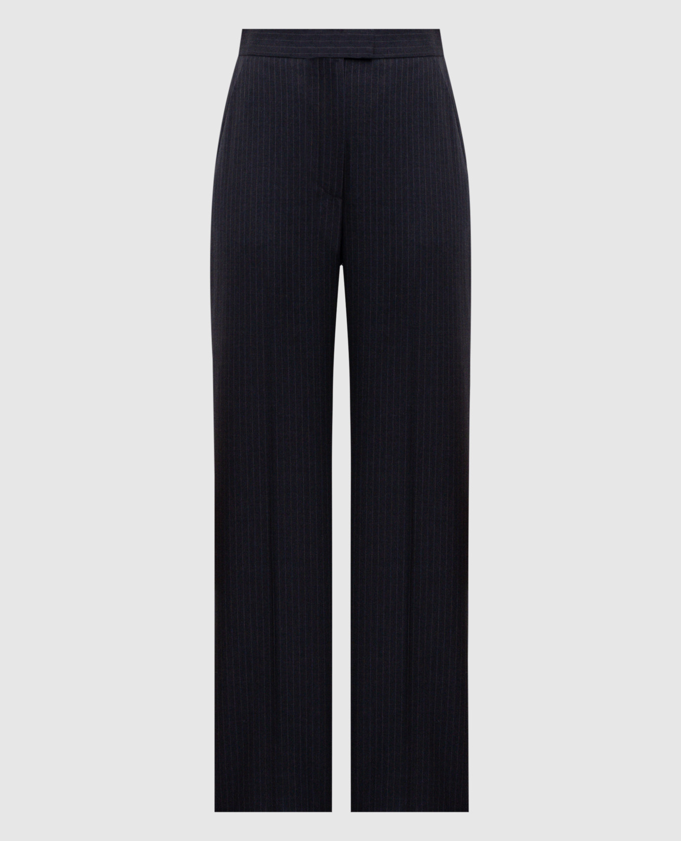 Серые брюки из шерсти в полоску