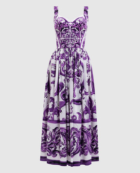 Dolce&Gabbana Біла сукня в принт Майоліка F6TTHTFI5JP