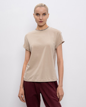 Brunello Cucinelli Бежевий топ  з ланцюжком моніль MPT18BD200