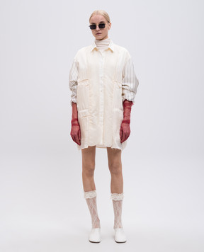Maison Margiela Бежева двостороння куртка з вовною в стилі сорочки S50BN0532MTN051