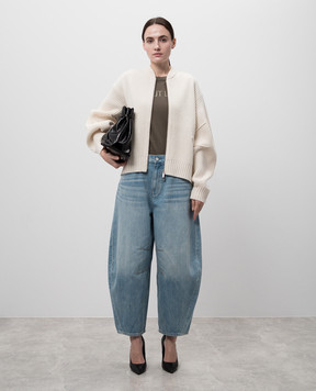 Helmut Lang Футболка кольору хакі з вишивкою логотипа O06HW505