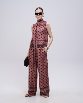 Dolce&Gabbana Розовый топ из шелка в логотип шаблон. F7AN7TGDCVJ