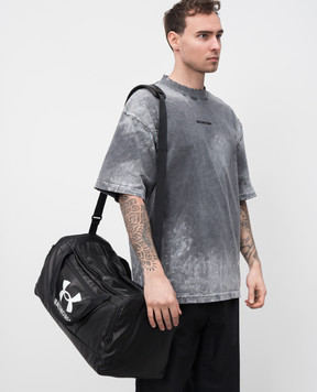 Balenciaga Черная кожаная дорожная сумка с принтом 8117492ABIN