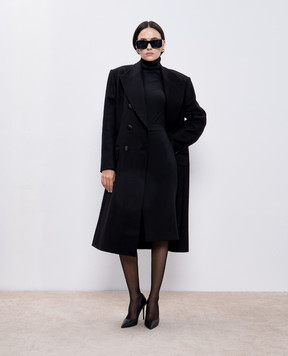 Dolce&Gabbana Черное двубортное пальто с шерстью F0F1MTHUMN1