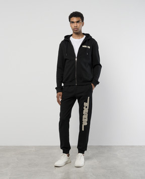 Versace Черная спортивная куртка с принтом логотипа 10162811A11444