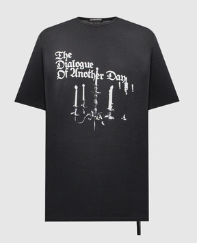 Ann Demeulemeester Чорна футболка з брендовим принтом напису B0012877FA637