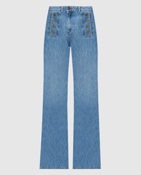 Twinset Голубые джинсы клеш с брендированными пуговицами 241TP2631