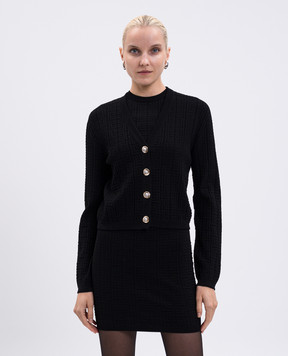 Balmain Чорний кардиган у візерунок монограми FF1KL162KI63