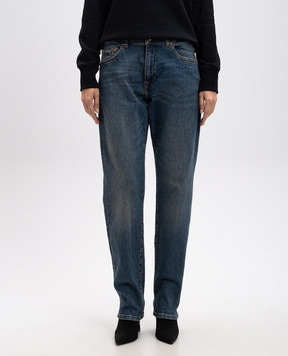 Versace Jeans Couture Синие джинсы-бойфренды с логотипом 77HAB519CDW56