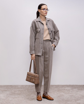 Loro Piana Бежевая футболка с вышивкой эмблемы. FAO3271