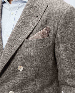 Brunello Cucinelli Двухсторонний платок-паше из льна и шелка в принт пейсли. MR8890091