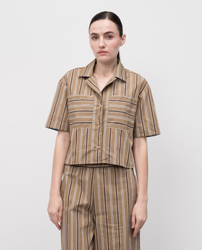 Max & Co Коричневая укороченная рубашка BRUNNER в полоску BRUNNER