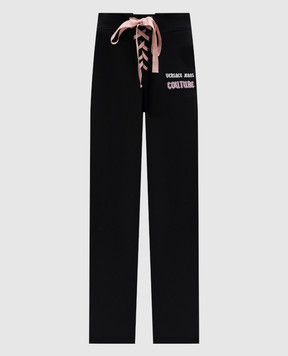 Versace Jeans Couture Черные спортивные брюки с логотипом со шнуровкой 77HAA325F0010