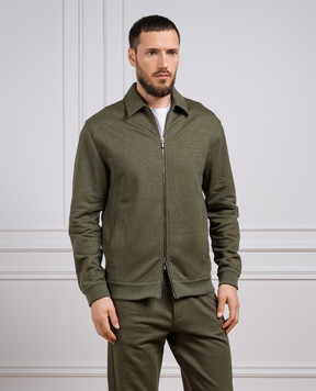 Loro Piana Зеленая спортивная кофта с льном и кашемиром FAN8385
