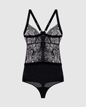 Wolford Черное боди Plush с кружевом 79125