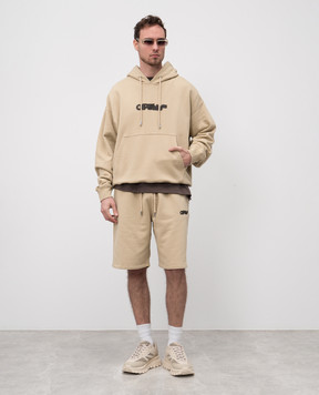 Off-White Бежевое худи с принтом эмблемы Arrow в стиле Spray OMBB085S25FLE00I