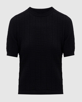 Balmain Чорний топ у візерунок емблеми PB FF1ALA75KI63