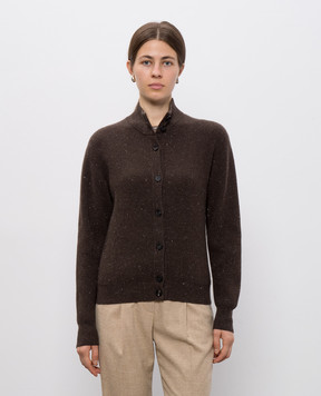 Peserico Коричневый кардиган с шерстью, шелком и кашемиром S99419F1209095