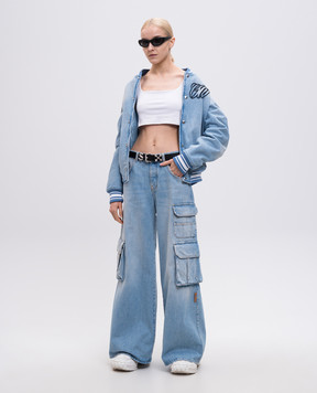 Off-White Голубые джинсы-карго с логотипом OWYB019S25DEN002