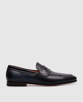 Santoni Сині шкіряні лофери MCNC18007SA4BSLF