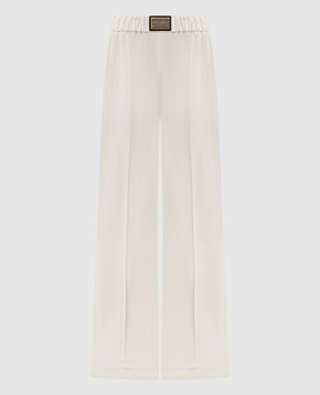 Dolce&Gabbana Білі штани з вовною з патчем логотипа FTCZJTGDBWT