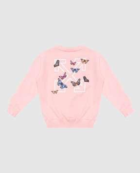 Off-White Дитячий рожевий світшот Butterfly OGBA001S25FLE005